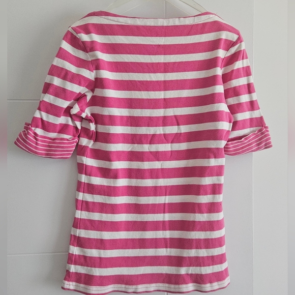 🇨🇦 Seg'ments M 100% Cottob Striped T-Shirt Nautical Top Medium Canadian Made - Picture 3 of 6